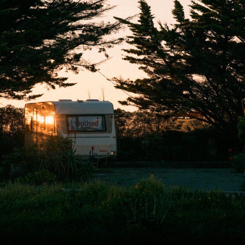 Caravan in the sunset